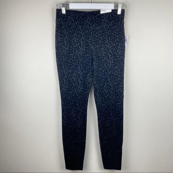 Old Navy Stevie High Rise Black Leopard Flocked Pants Size Small - Picture 2 of 10